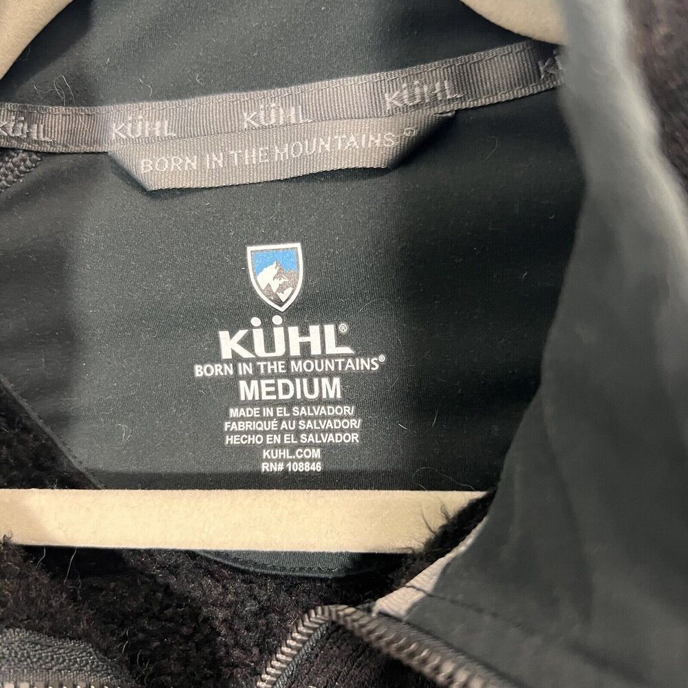 Kuhl Revel Fleece Sweater Mens M Black Gray 1/4 Zip‎ Pullover Outdoors Hiking - Picture 3 of 7